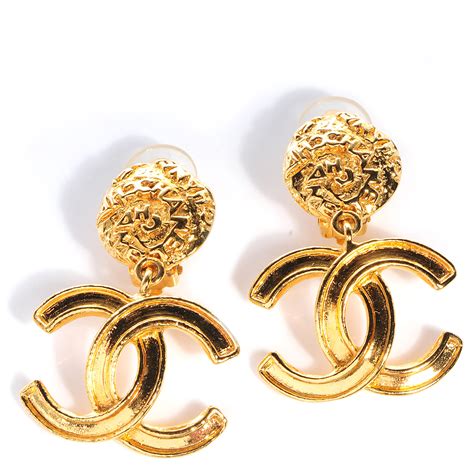 big gold chanel earrings|genuine Chanel earrings uk.